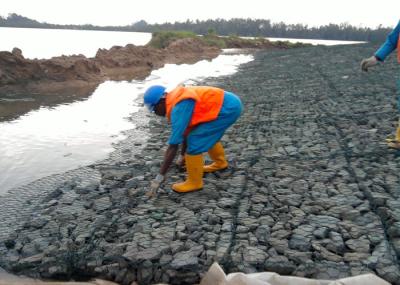 Chine Panier de Gabion de contrôle de rivière enduit par PVC de lutte contre les inondations, mur en pierre de casier métallique à vendre