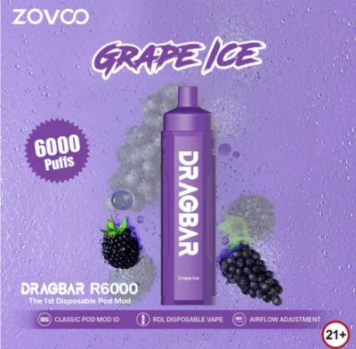 China Grape Ice flavor Zovoo Dragbar R6000 6000 puffs Disposal Vape or Cig or Electronic Cigarette à venda