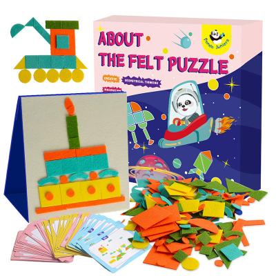 China Toddlers Felt Puzzles STEM Activity Book For Geometric Imagination Trainning for sale