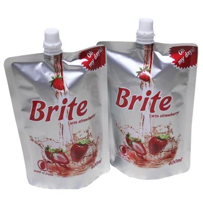 China Standing 400ml Strawberry Flavour Juice Spout Doypack Bags , Liquid Nozzle Bag for sale