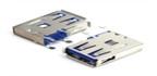 China Usb Connector USB-AF90° Side vertical long blue for sale