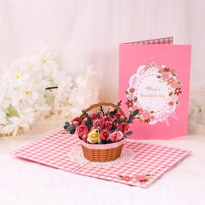 China Flower Gift 3d Christmas Cards , Recyclable 3d Pop Up Cards for sale