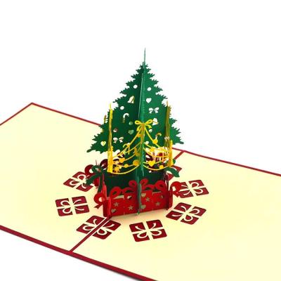 China Laser Cut 3D Christmas Tree Card Stereoscopic Paper Material CMYK Color ODM OEM for sale