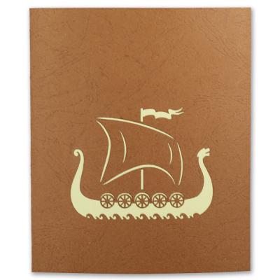 China Handmade Boat 3D Pop Up Greeting Card Offset Printing 14.8×21cm Size for sale