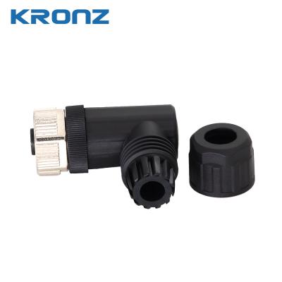 China M12 Female Angled 8-Pin A-Coded Connector IP67 Field-Wireable for sale