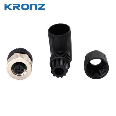 China M12 Female Angled 8-Pin A-Coded Connector IP67 Field-Wireable for sale