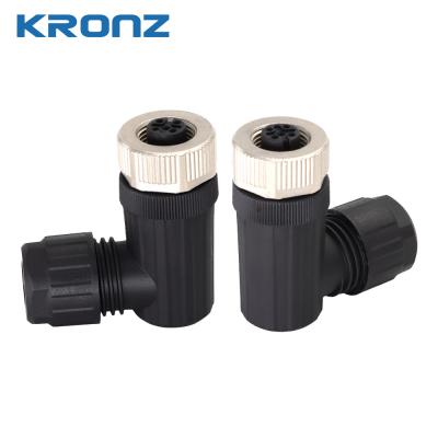 China M12 Female Angled 8-Pin A-Coded Connector IP67 Field-Wireable for sale