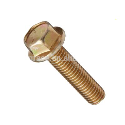 China Zinc Yellow Chromate Plated Hexagon Flange Bolts Grade 5 Steel Hex Head Flange Bolt for sale