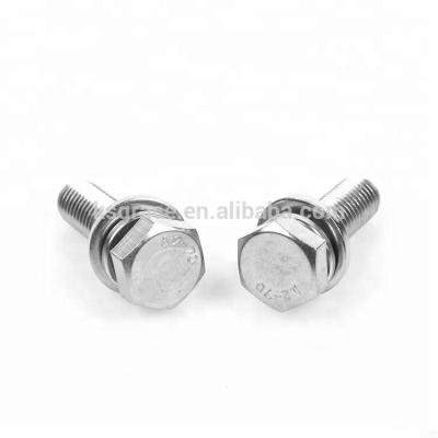 China Stainless Steel Hex Head And Spring Washer Combination Bolt DIN933 Assembly Hex Bolts With Nuts for sale