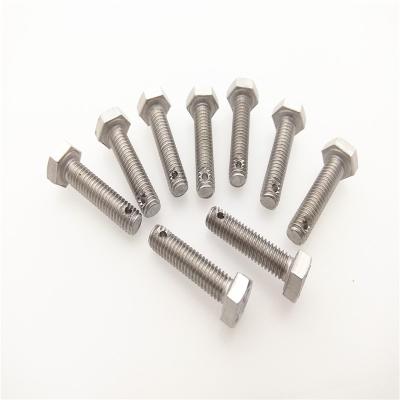China Stainless Steel GB31 Hex Bolt With Split Pin Hole On Shank Hex Head Bolt For Safety Wire for sale
