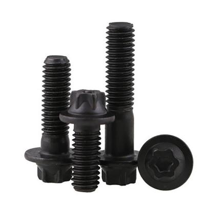 China Black Coating Steel Hexagon Flange Bolts Hexalobular Head Bolts With Small Flange for sale