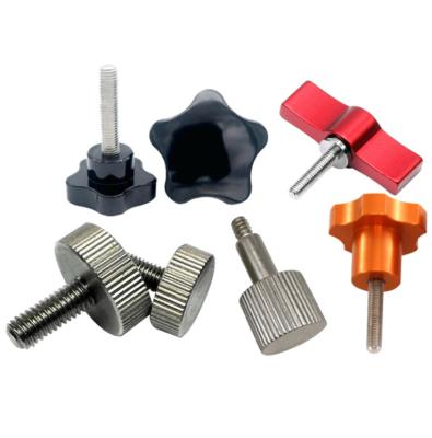 China OEM Stainless Steel Hand Tightening Thumb Screws Anodized Aluminum Knob Knurled Screw for sale