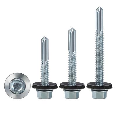 China Galvanised Metal Hexagon Head Tek Wood Stainless Steel Hex Self Drilling Screw With Epdm Washers Roofing Screw for sale