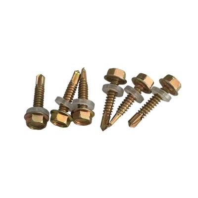 China GB/T15856.4 Color Zinc Hexagon Flange Drilling Screw With Tapping Screw Thread Hexagon Flange Drilling Screw for sale