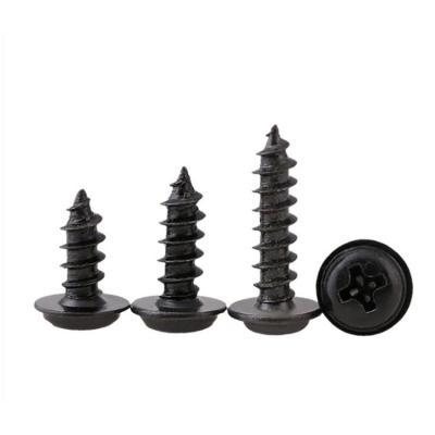 China DIN 968 Black Tapping Screws Cross Recessed Pan Head Tapping Screws With Collar Wafer Head Self Tapping Round Head Screw for sale