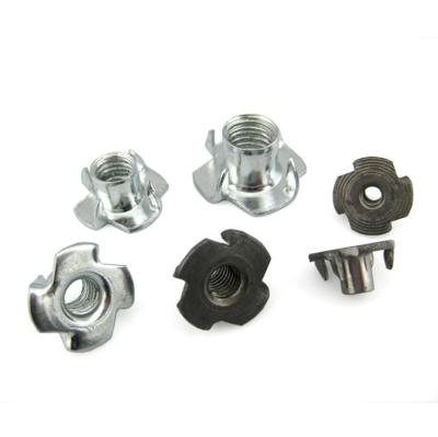 China Custom Wood Thread Insert T Nuts Slot Drop In T Nut Stainless Steel Four Claw Tee Nut for sale