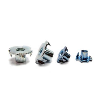 China Tee Nuts With Pronge DIN 1624 Blue White Zinc Tee Nuts With Pronge Four Claw Tee Nut For Furniture for sale