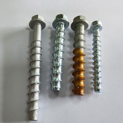 China HEX flange head with cushion concrete thread self-cutting anchor drill cement cut bottom self-tapping expansion screw bolt for sale