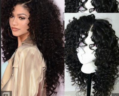 China Brazilian Curly Swiss Human Hair Full Lace Wigs For Black Women With Baby Hair for sale