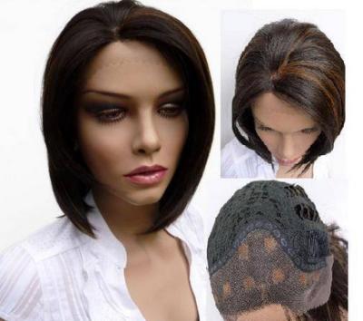 China 12'' - 36'' Silky Indian Real Front Lace Human Hair Wigs No Chemical No Fiber for sale