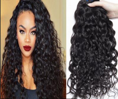 China Natural Black Unprocessed Curly Human Hair Extensions Water Wave for sale
