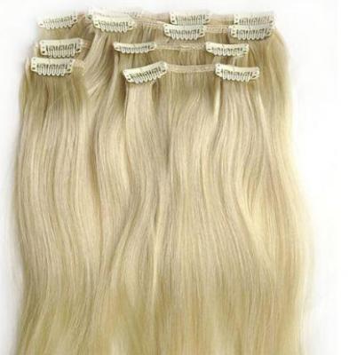 China Yellow Virgin Human Hair Extensions clip in , Elegant Virgin Russian Hair Wefts for sale