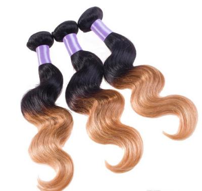 China Honey Blonde Hair Ends Ombre Human Hair Extension With 3 Tone Color for sale