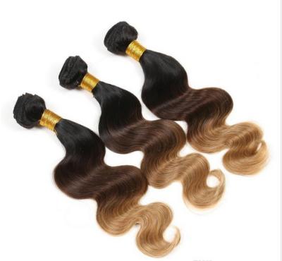 China Stock Black / Yellow Ombre Virgin Hair Weave Body Wave for Women for sale