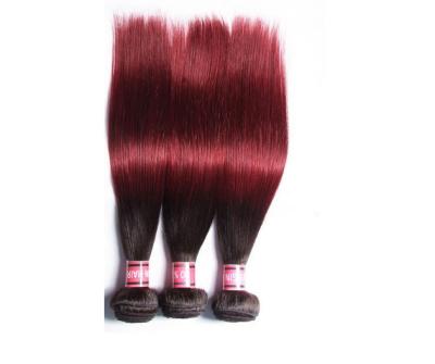 China Dark Red  Ombre Human Hair Extensions , Silky Straight Real Hair Ombre Extensions for sale