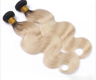 China 12'' - 30'' Body Wave Ombre Real Hair Extensions / Golden Blonde Curly Hair for sale