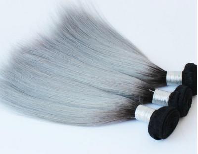 China Natural Silver Grey Ombre Human Hair Extensions Straight Brazilian Virgin Hair for sale