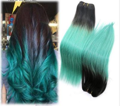China Dark Roots Green Ombre Human Hair Extensions /  Brazilian Hair Weave for sale
