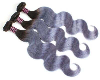 China 7A Virgin Brazilian Hair 1B / Grey Ombre Human Hair Extensions Body Wave for sale