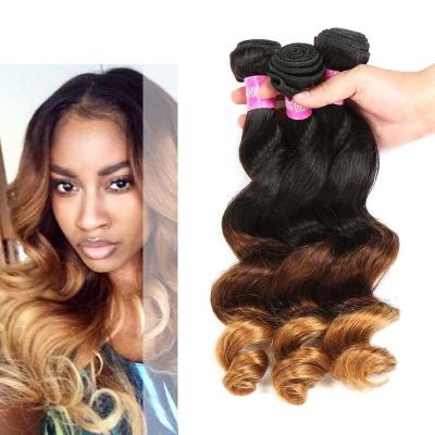 China Peruvian Loose Wave Ombre Human Hair Extensions 3 Tone Ombre Hair Weave for sale