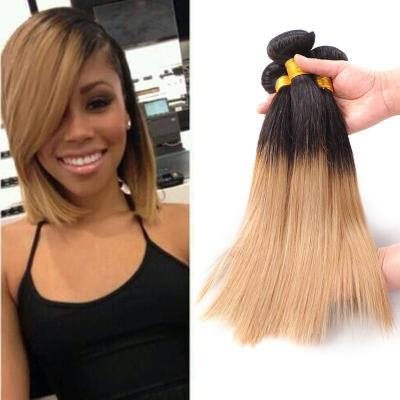 China 7A Ombre Human Hair Extensions Brazilian Virgin Hair Straight  Color 1B / 27 for sale