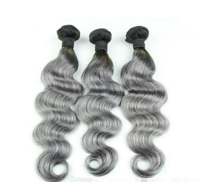China Gray Ombre Colored Human Hair Extensions Brazilian Body Wave Hair for sale