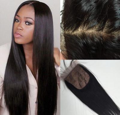China 4'' x 4'' Silk Base Lace Top Closure Brazilian Virgin Hair Body Wave for sale