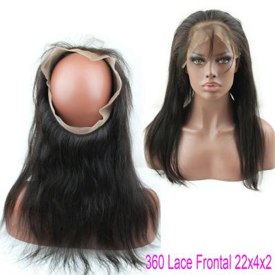 China Brazilian Virgin Straight Hair Lace Closure Natural Hair 360 Lace Band With Baby Hair for sale