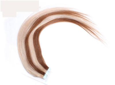 China Glam Straight Indian Virgin Human Hair Tape In Extensions , Piano Color 24 Inch Human Hair for sale
