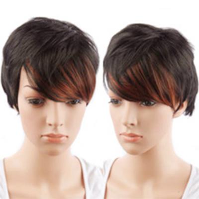 China Medium Brown Short Human Hair Lace Wigs With Baby Hair Double Drawn 120% Density for sale