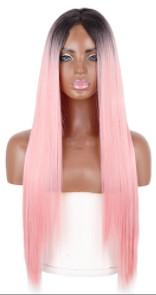 China Blonde Straight Natural Human Hair Wigs Extensions Pink Color for sale