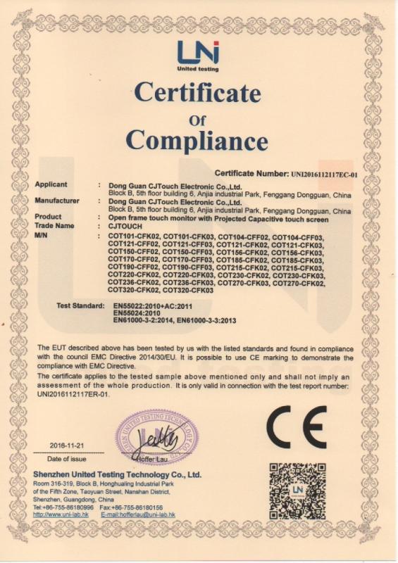 CE - Dongguan CJTouch Electronic Co., Ltd