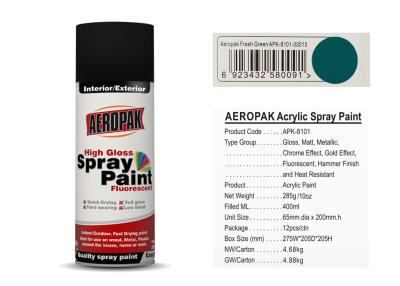 China AEROPAK brand fresh green 400ml acrylic Spray Paint with MSDS for car for sale
