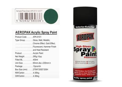 China Pose Green Color Quick Dry Spray Paint High Coverage 2 Square Meters / Can for sale