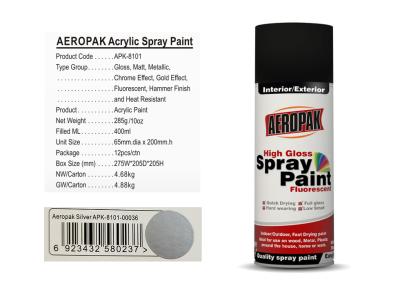 China AEROPAK Low Smell Aerosol Spray Paint , Silver Color Car Spray Paint for sale