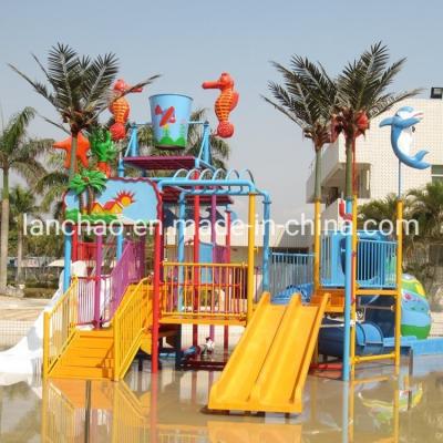 China Fiberglass Kids Splash Water Playground With Open Straight Water Slide for sale