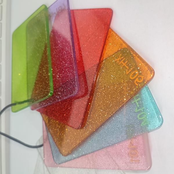 Quality Translucent 8x4 Pink Glitter Acrylic Sheet Custom Cut Plexiglass 3mm for sale