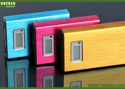 China Dual USB Ports 12000mah LCD External Power Bank Blue / Gold For Mobile Charging for sale