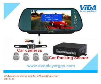 China 7inch bluetooth lcd car vehicle rear view rearview mirror monitor parking sensor for sale