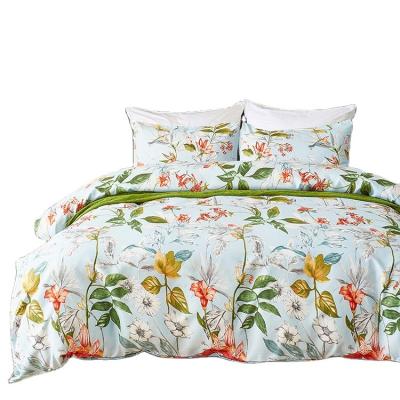 China 300tc Thread Count Nature Colors Floral Design Knitted Cotton Sheet Set for sale